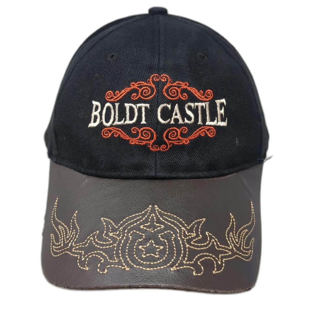 CSI Boldt Castle Hat Black Brown One Size Baseball Cap Faux Leather Brim